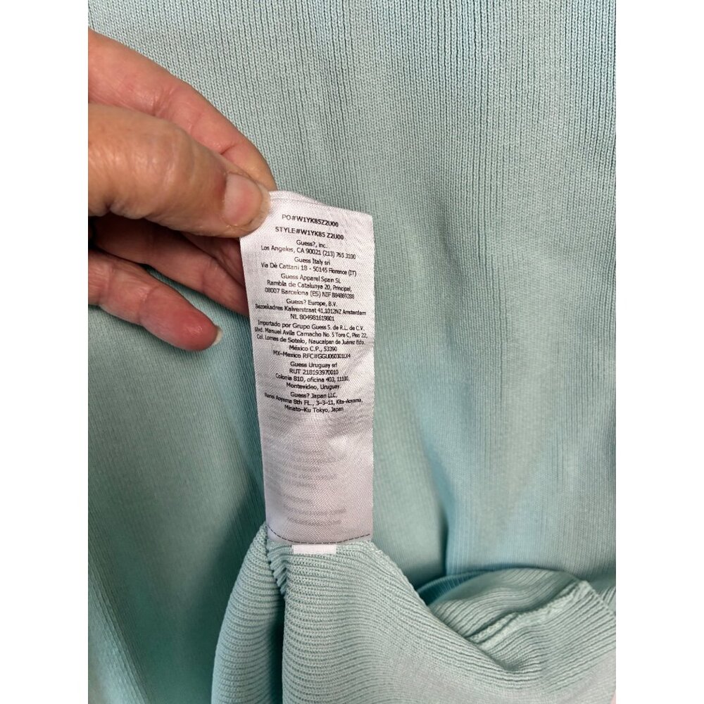 NWT GUESS Cap Sleeve Charlotte Bodycon Ribbed Dress M Aqua Ice Mint Green *READ - Picture 9 of 12
